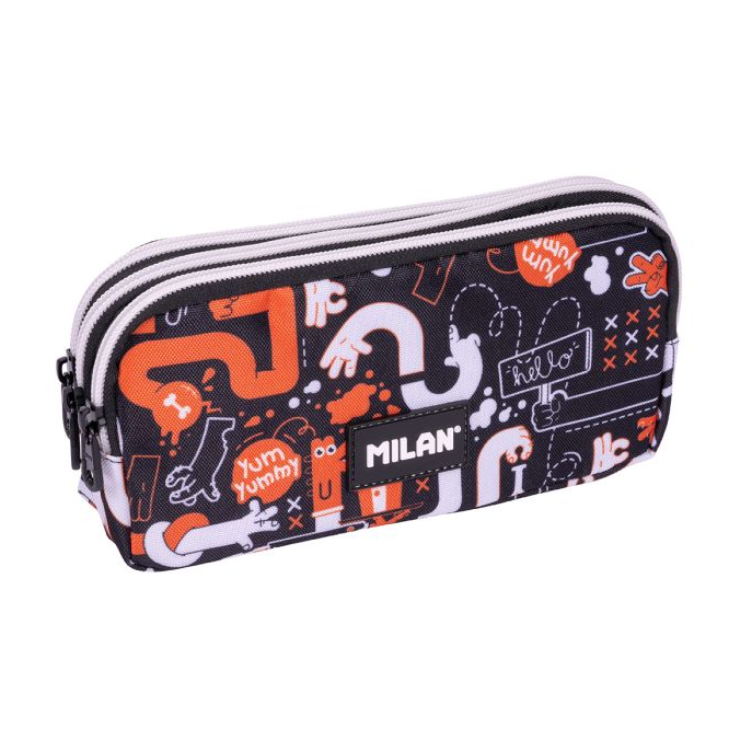 Milan 3-Zip Pencil Case - Fingers Design - Image 1